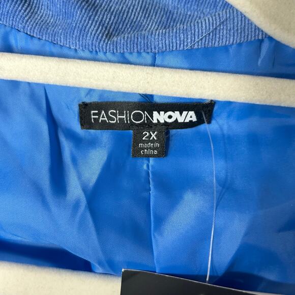 Fashion Nova Jacket Womens 2X Blue Asymmetrical Collared Jacket NEW - Picture 3 of 12
